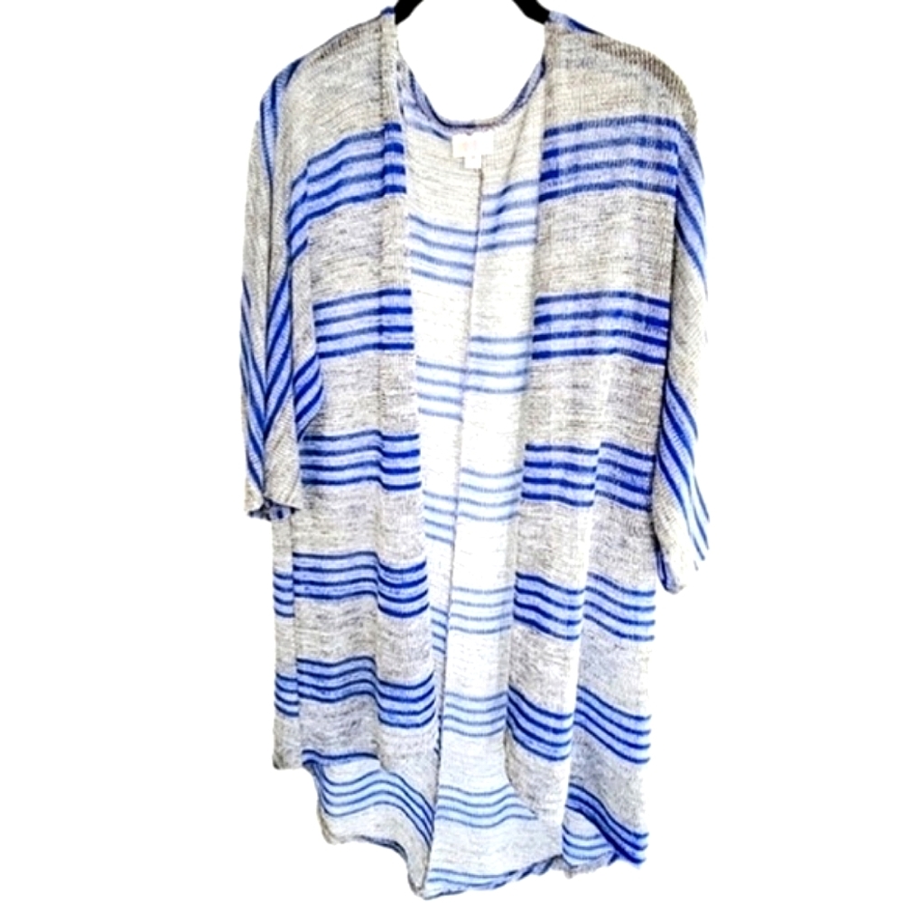 LuLaRoe Cardigan Silver/Blue Size Medium